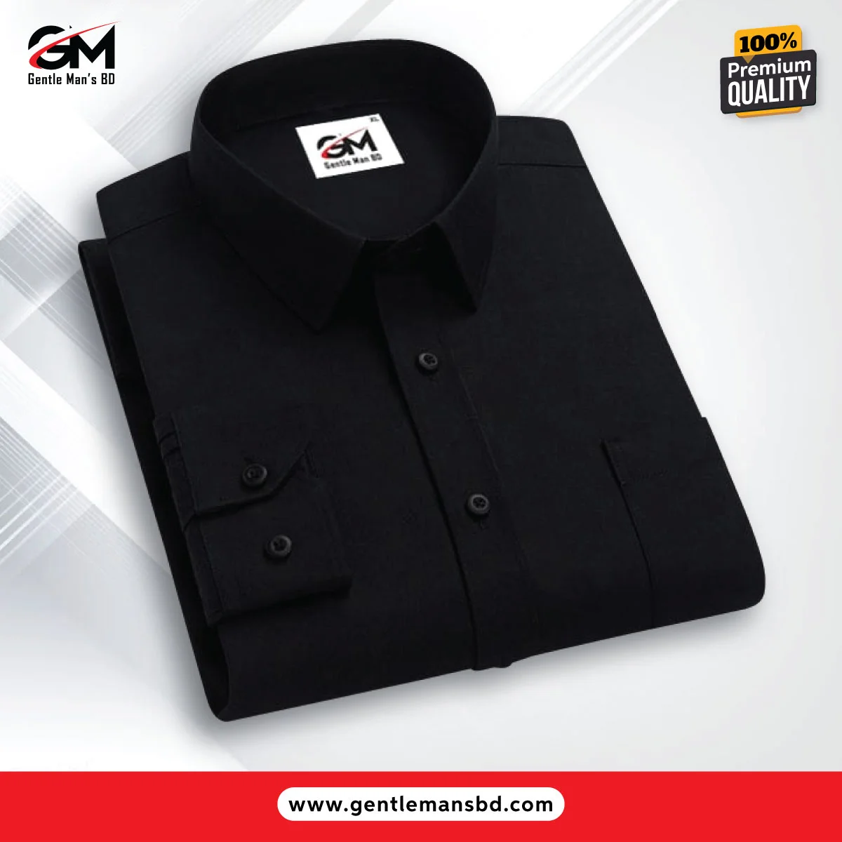 Super Premium Oxford Cotton Full Sleeve Shirt. (Black)