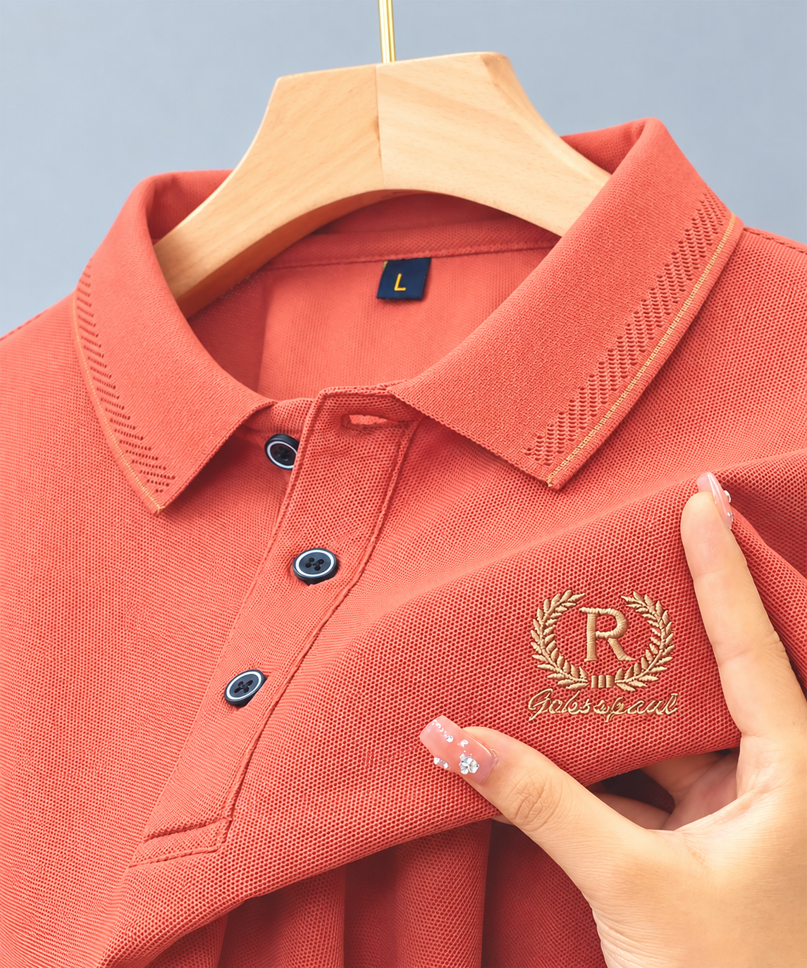 100% Knitting Dying PK Cotton Polo Shirt [R-Misty]