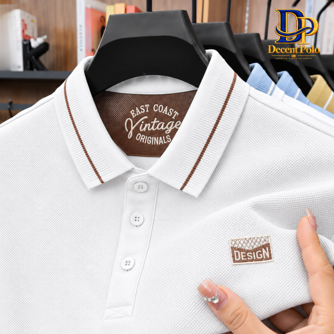 100% Knitting Dying PK Cotton Polo Shirt [V-White]