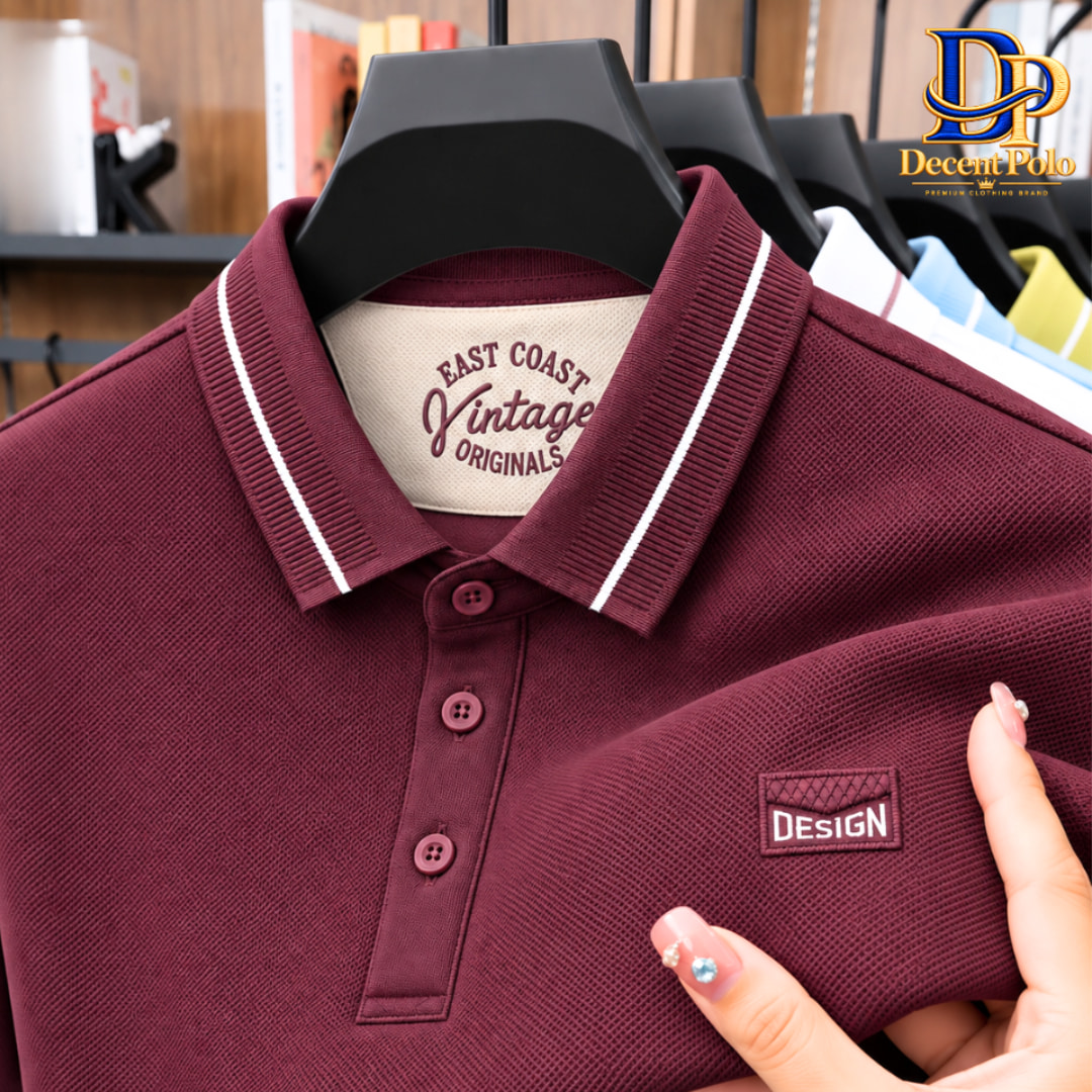 100% Knitting Dying PK Cotton Polo Shirt [V-Wine Merron]